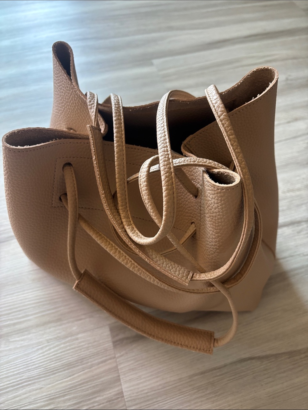 8 Other Reasons Tan Pebbled Leather Hobo Tote